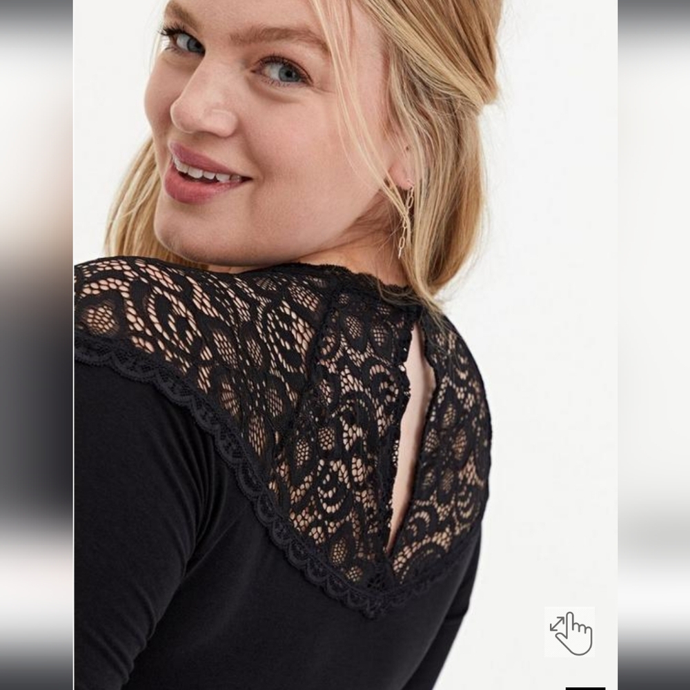 NWT Torrid Midi Dress, Black Super Soft and Lace, size 1 - Picture 5 of 7